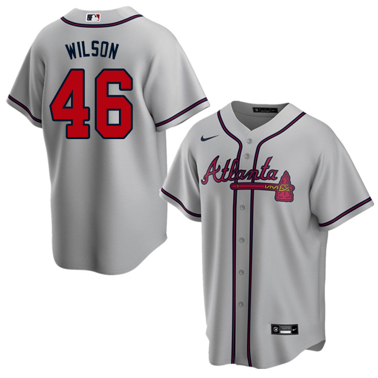 Nike Men #46 Bryse Wilson Atlanta Braves Baseball Jerseys Sale-Gray
